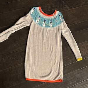 Mini Boden Gray Dress with Snowman Design